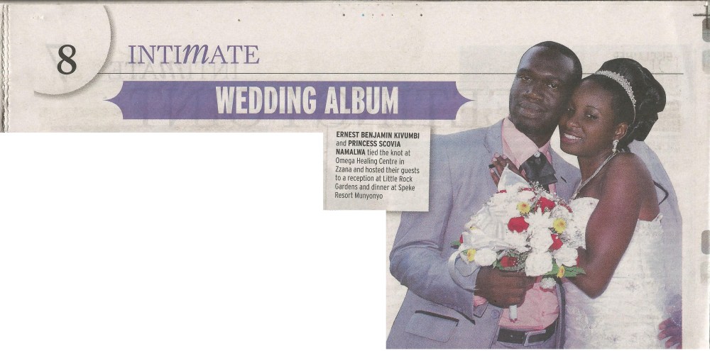 Earnest Benjamin & Princess Scovia Kivumbi Weddig in Saturday Vision